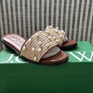 J. Crew Tan Brown Sandals with Elegant Beading
